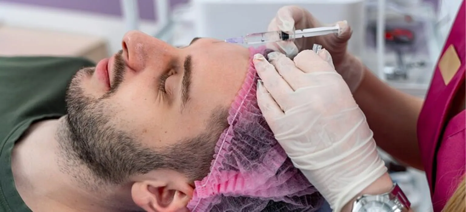 A man having a facial injection