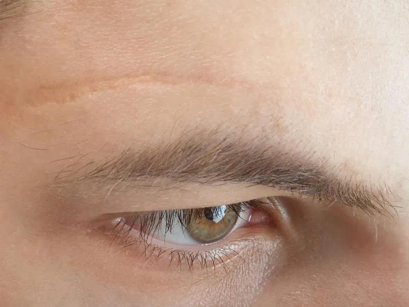 A scar through the eyebrow